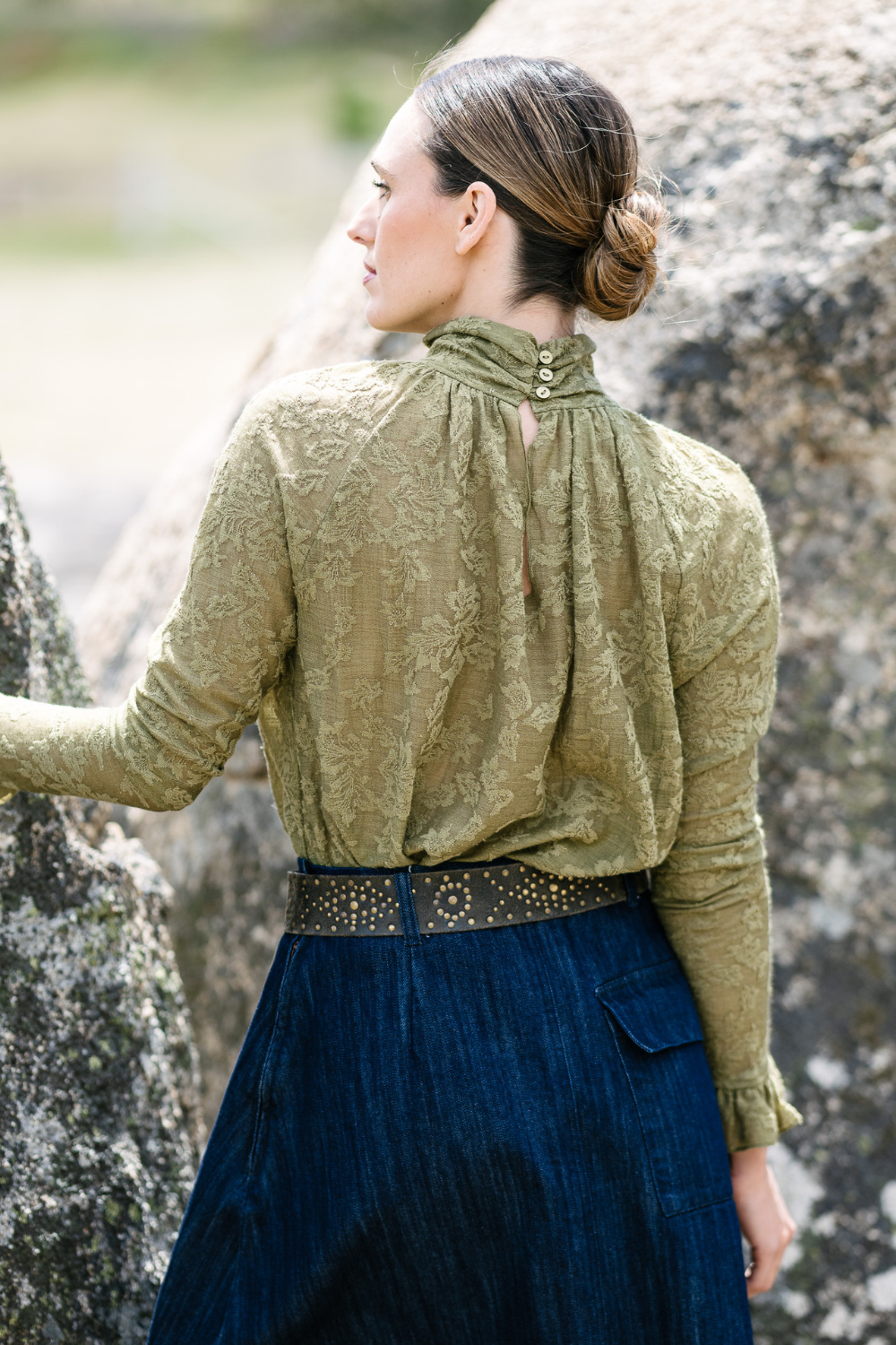 M.A.Dainty Veil Blouse Moss