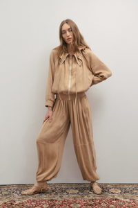 Maevarii Gathered Collar Jacket Mocha Mousse