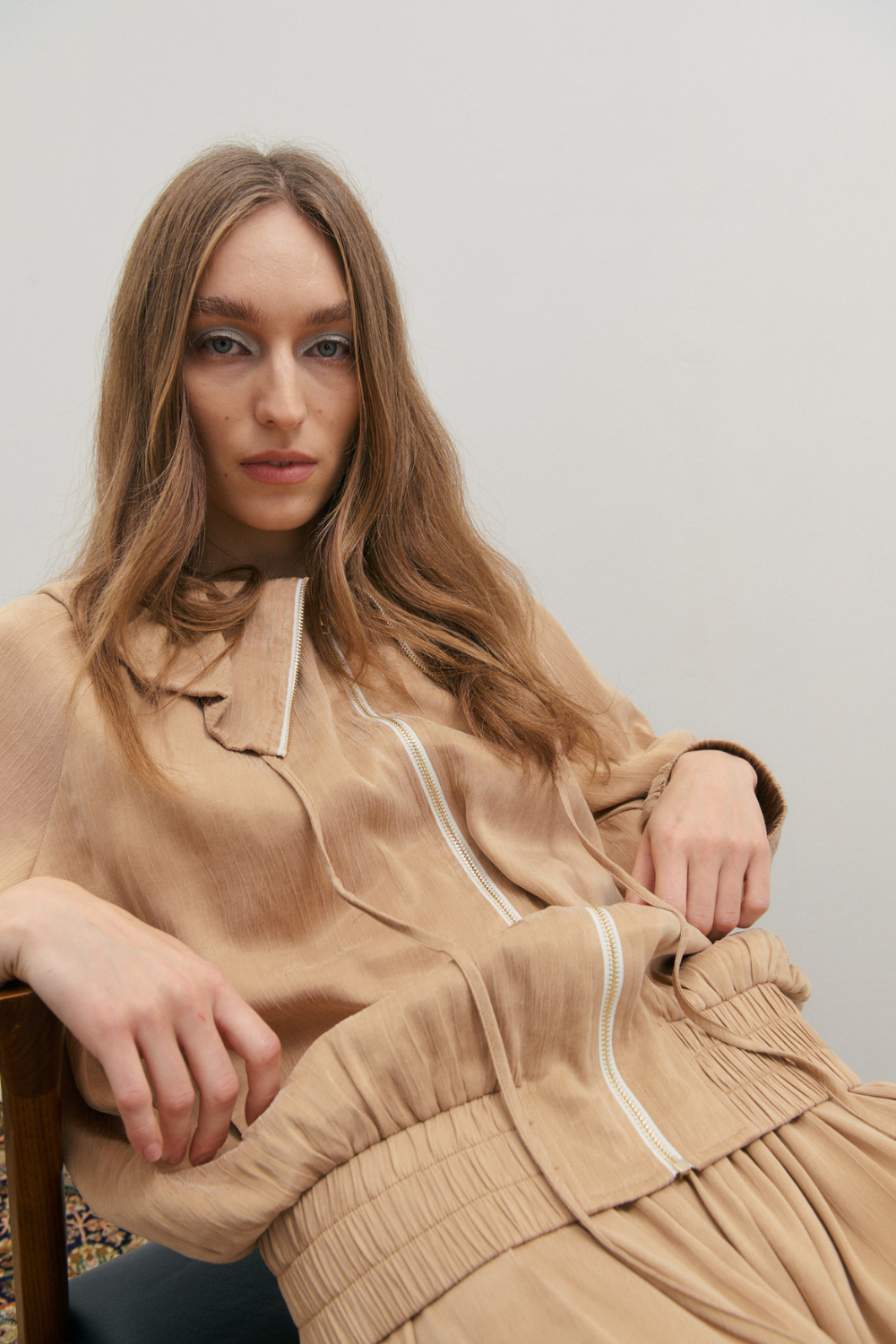 Maevarii Gathered Collar Jacket Mocha Mousse