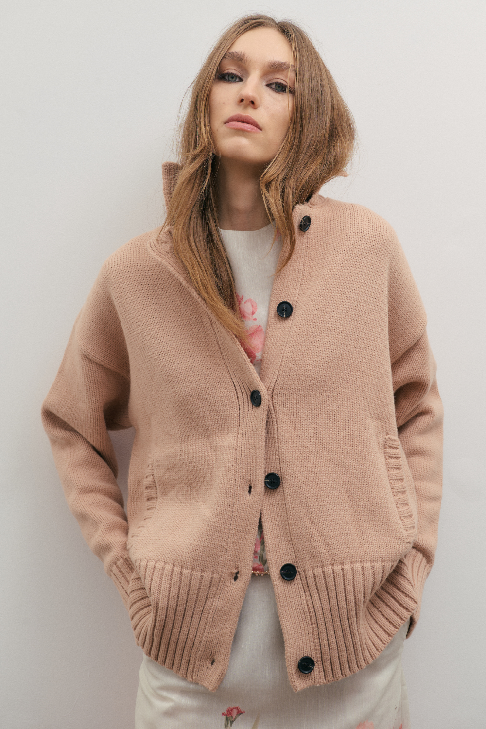 Maevarii Knit Bomber Rose Beige