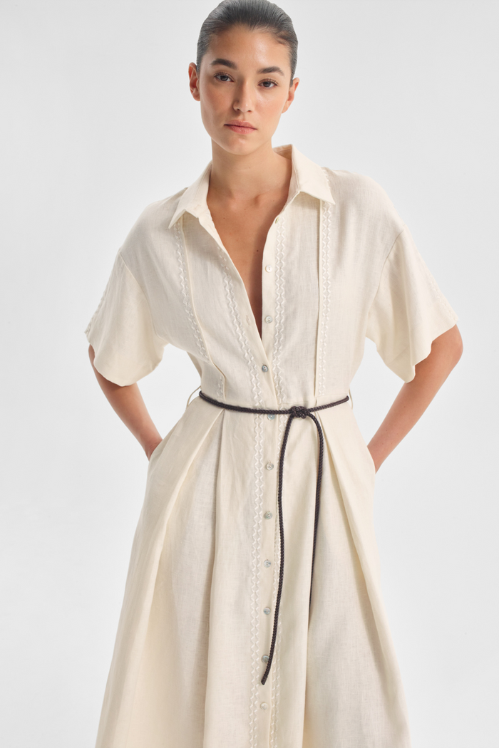 Morrison Maisey Linen Dress Ecru