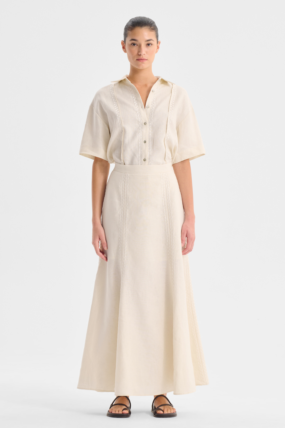 Morrison Linen Skirt Ecru