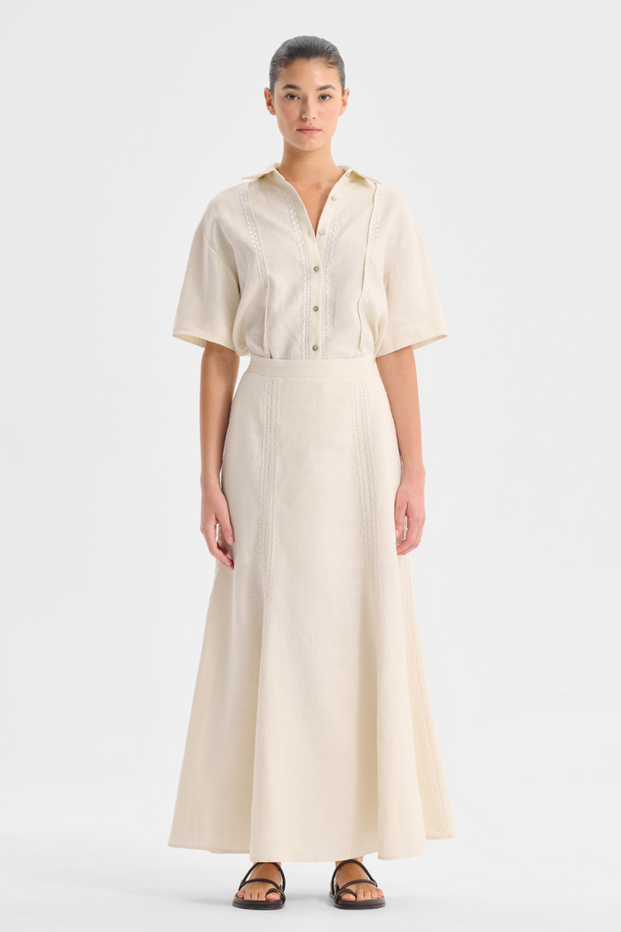 Morrison Linen Skirt Ecru