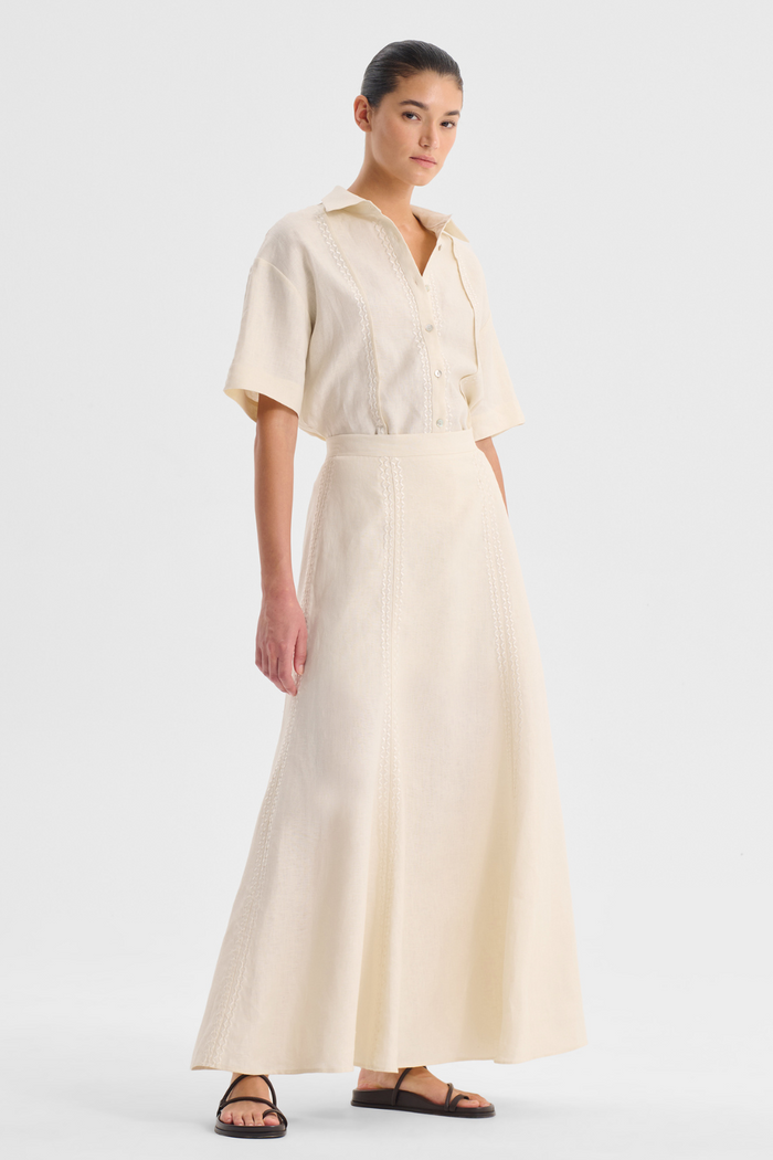 Morrison Linen Skirt Ecru