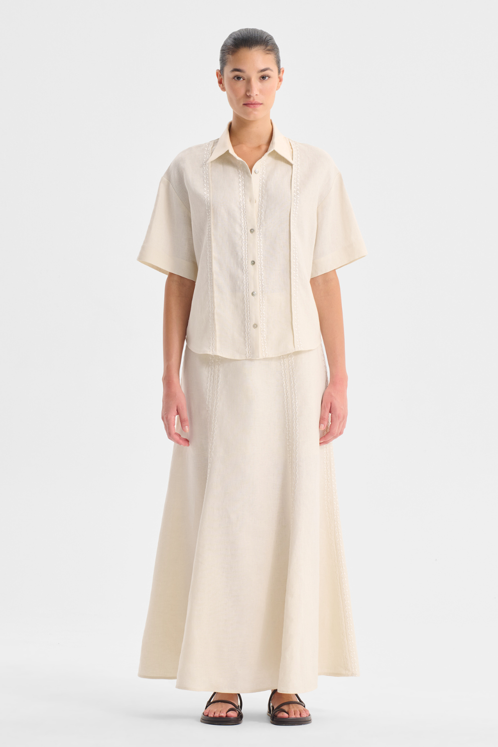 Morrison Linen Skirt Ecru