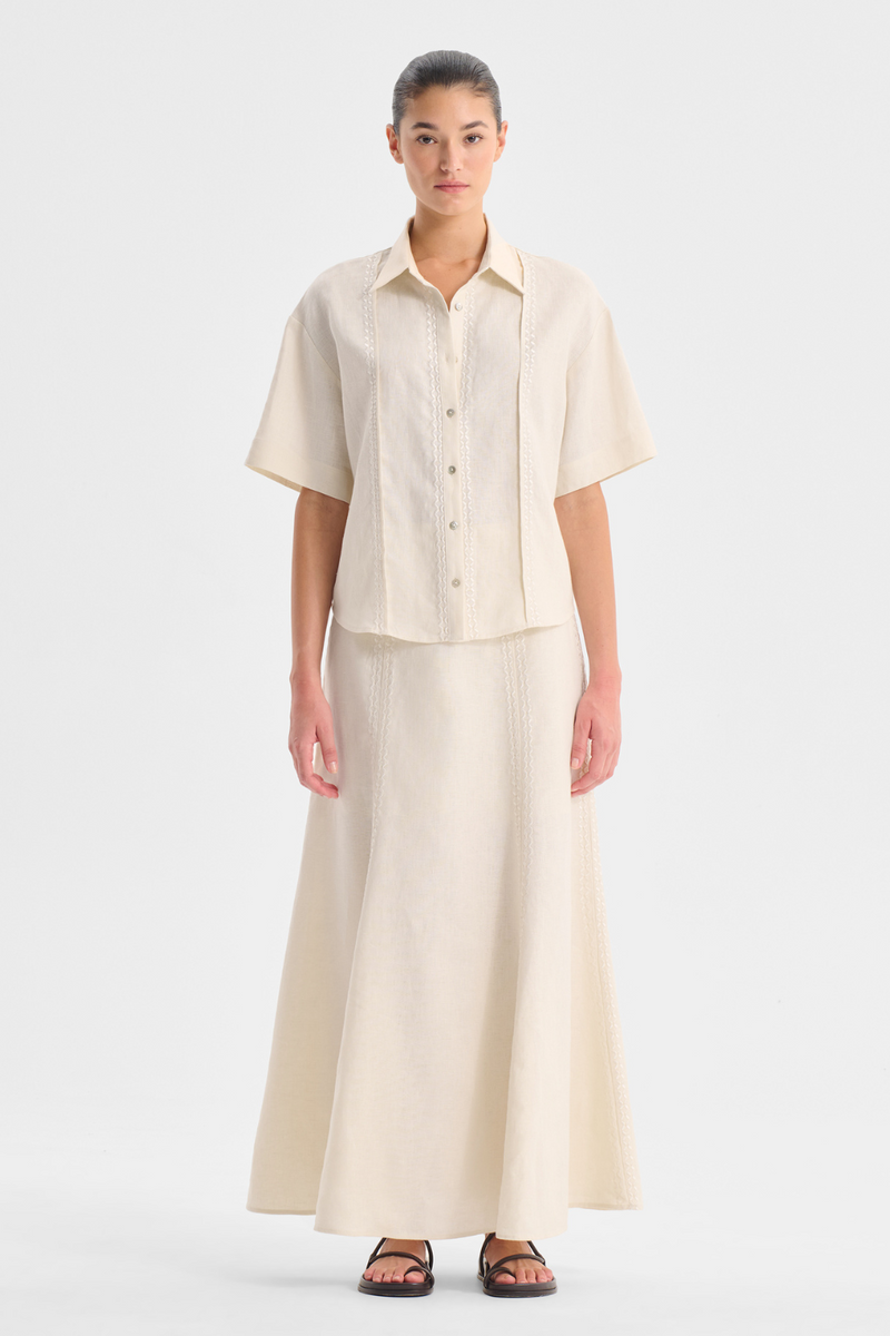 Morrison Linen Skirt Ecru