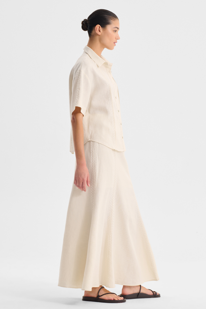 Morrison Linen Skirt Ecru