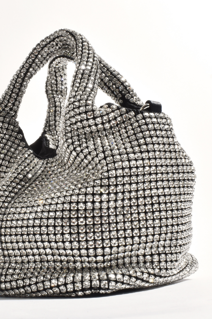 Adorne Marella Jewelled Boxy Bag Crystal