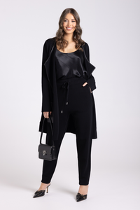 Two T's Milano Knit Jacket PU Trim Black