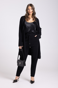 Two T's Milano Knit Jacket PU Trim Black