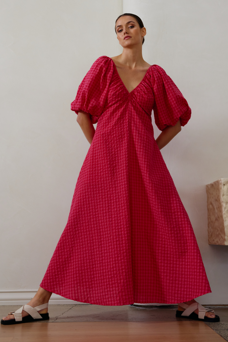 Kinney Mimi Dress Rosas Gingham