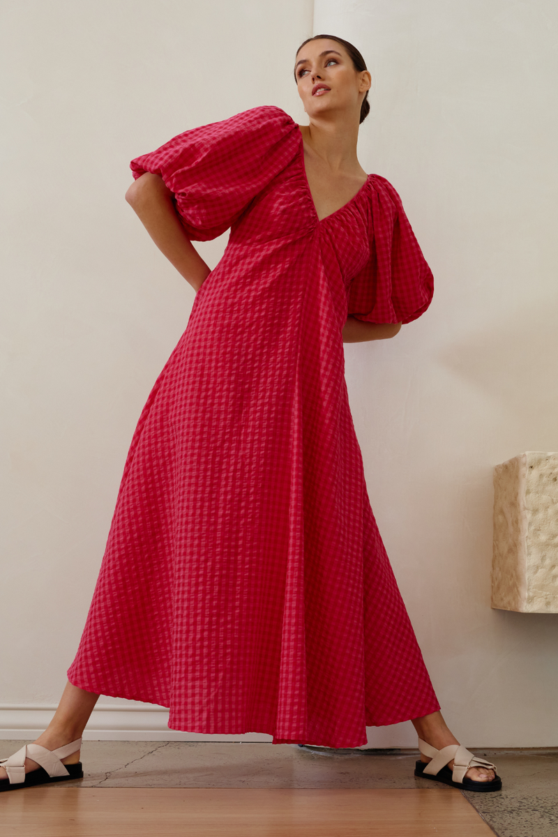 Kinney Mimi Dress Rosas Gingham