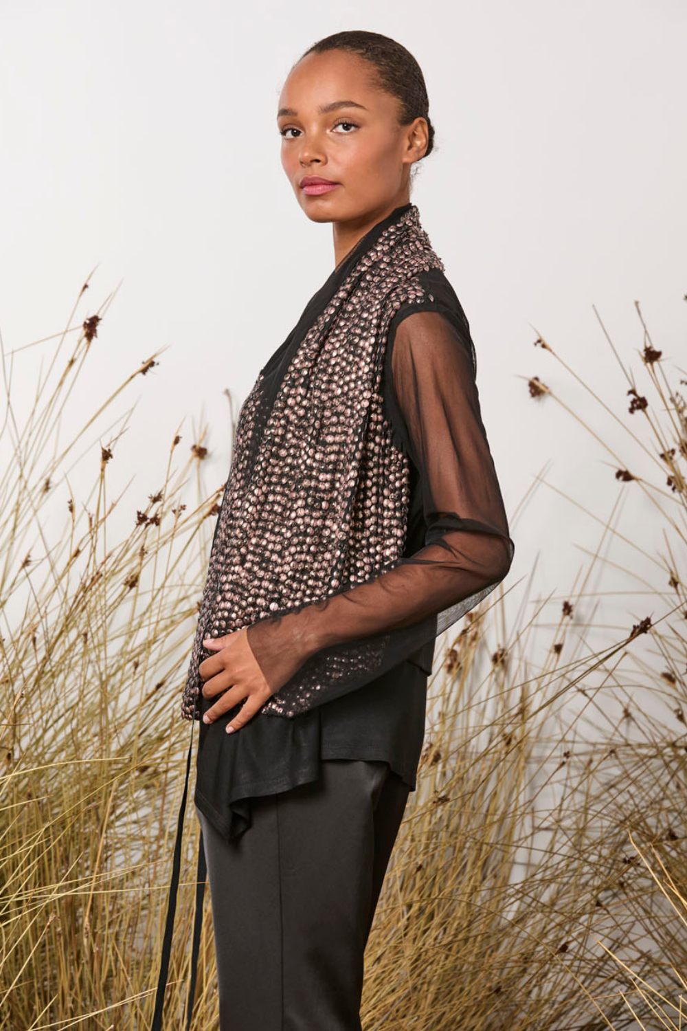 M.A.Dainty Miranda Jacket Pink Black Sequin