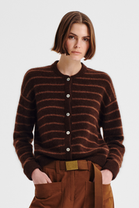 Morrison Albi Knit Cardigan Toffee Stripe