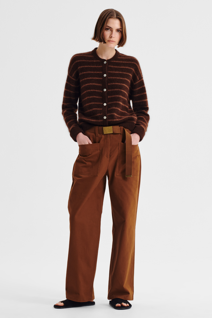 Morrison Albi Knit Cardigan Toffee Stripe