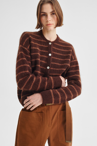 Morrison Albi Knit Cardigan Toffee Stripe