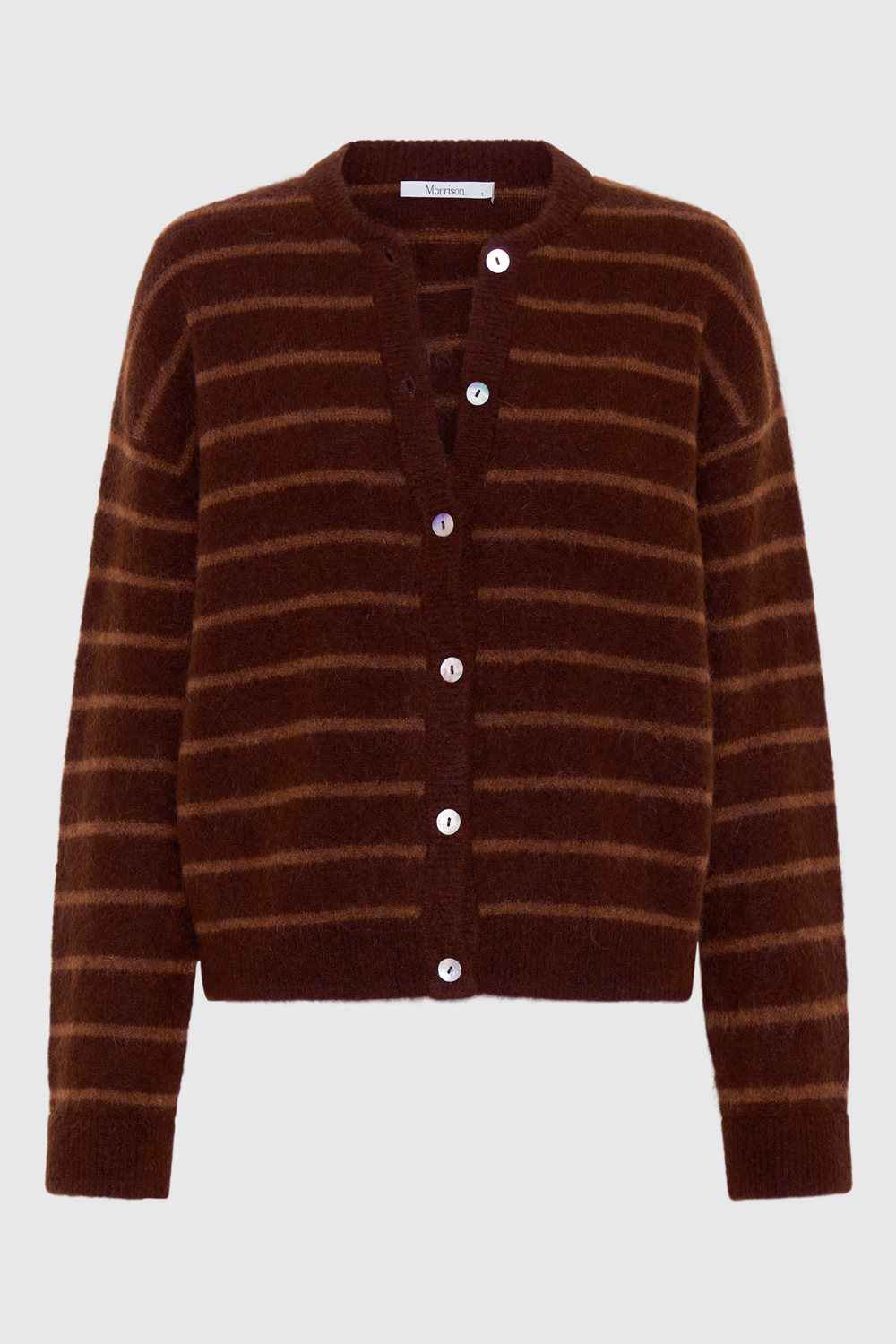 Morrison Albi Knit Cardigan Toffee Stripe