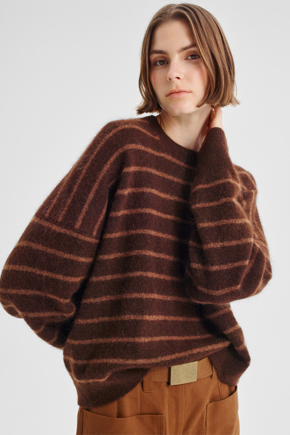 Morrison Albi Knit Pullover Toffee Stripe