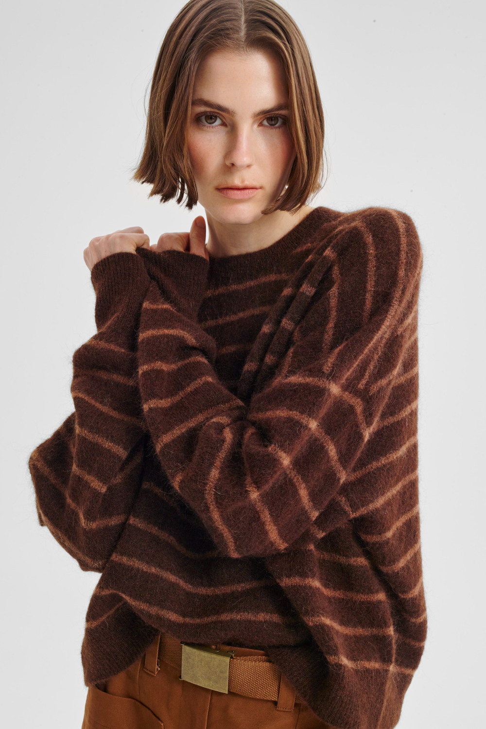Morrison Albi Knit Pullover Toffee Stripe