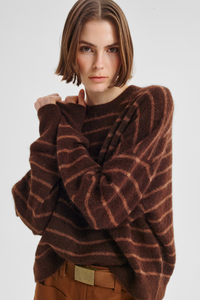 Morrison Albi Knit Pullover Toffee Stripe