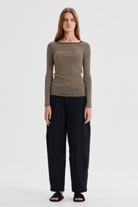 Morrison Merino Stripe Round Neck Birch Black