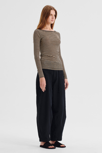 Morrison Merino Stripe Round Neck Birch Black