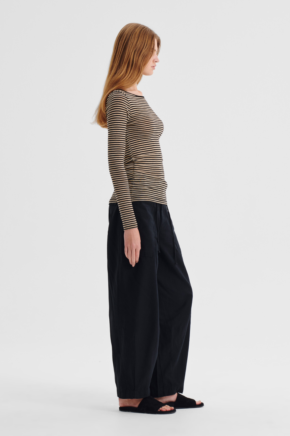 Morrison Merino Stripe Round Neck Birch Black