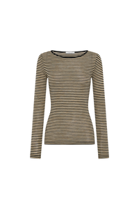 Morrison Merino Stripe Round Neck Birch Black