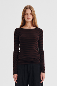 Morrison Merino Stripe Round Neck Espresso Black