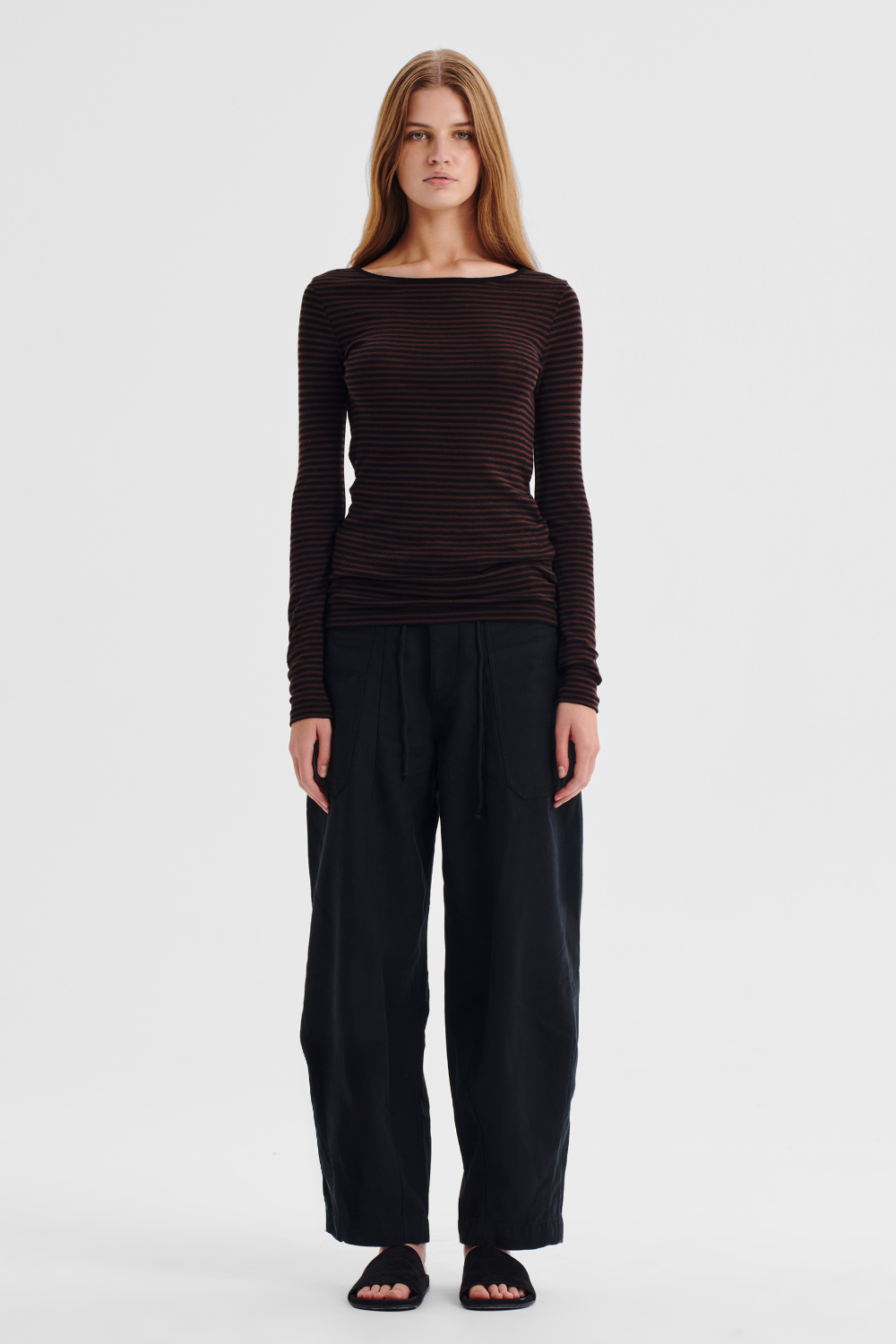 Morrison Merino Stripe Round Neck Espresso Black