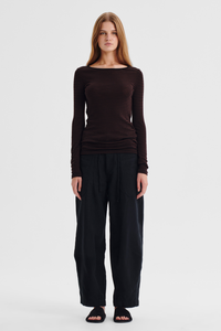 Morrison Merino Stripe Round Neck Espresso Black