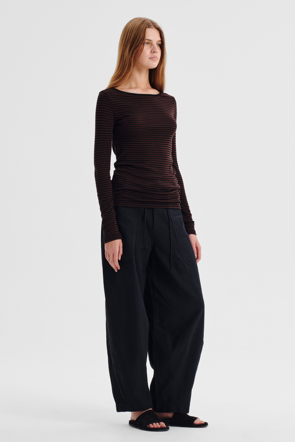 Morrison Merino Stripe Round Neck Espresso Black
