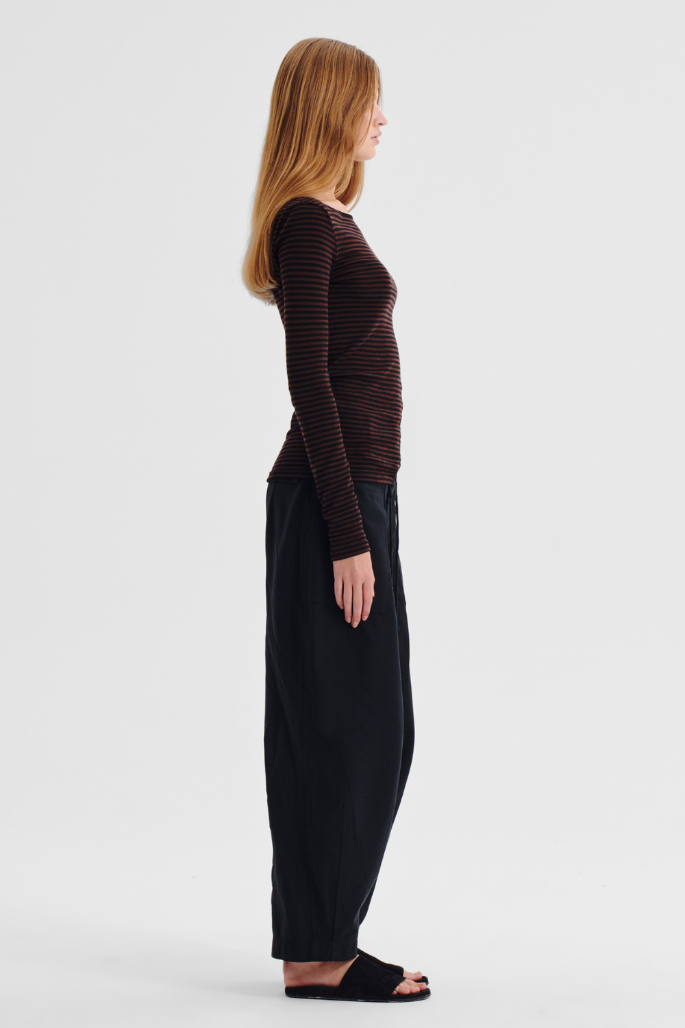Morrison Merino Stripe Round Neck Espresso Black