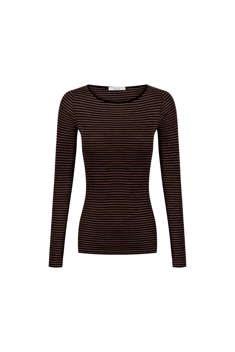 Morrison Merino Stripe Round Neck Espresso Black