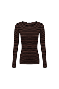 Morrison Merino Stripe Round Neck Espresso Black