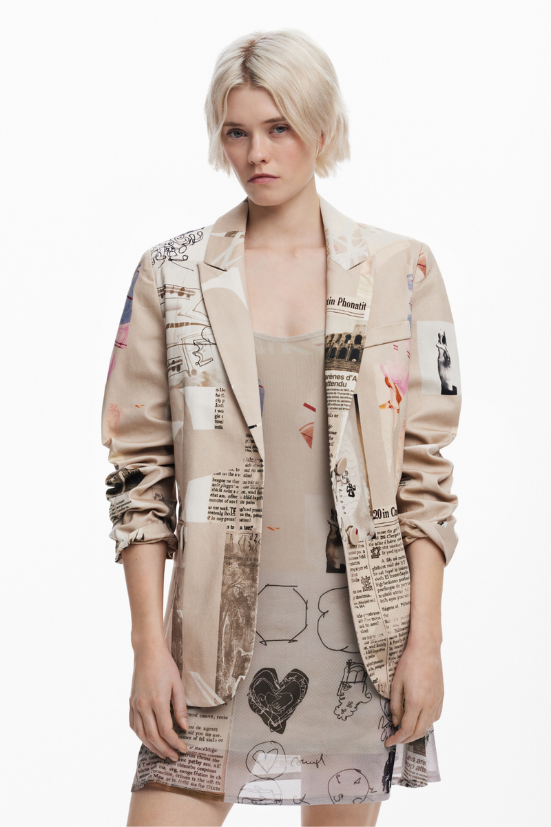 Desigual Newspaper Collage Jacket by M. Christian Lacroix