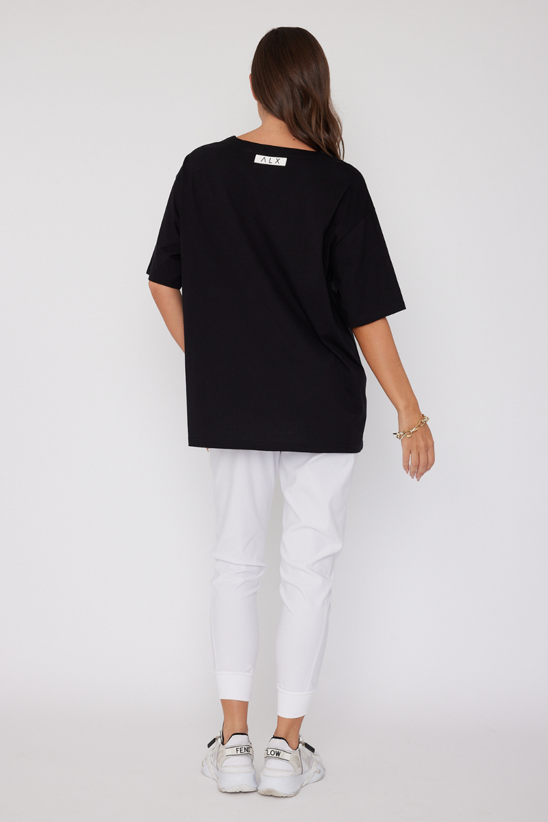 Alexandra Nix V-Neck Tee Black
