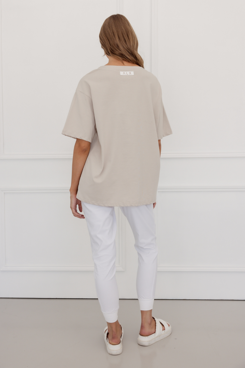 Alexandra Nix V-Neck Tee Stone