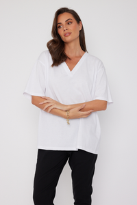 Alxandra Nix V-Neck Tee White
