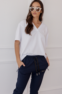 Alxandra Nix V-Neck Tee White