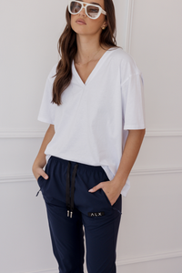 Alxandra Nix V-Neck Tee White