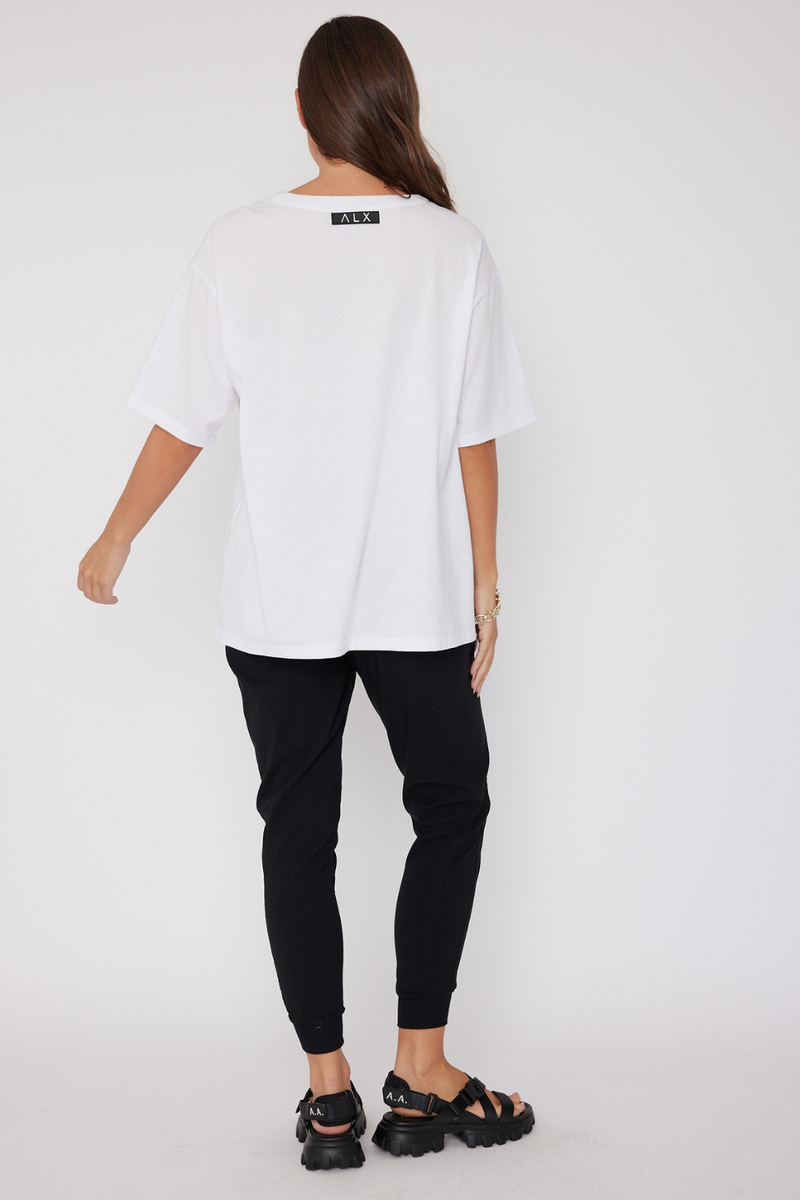 Alxandra Nix V-Neck Tee White
