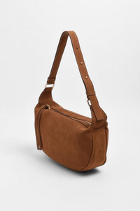 Adorne Noah Mini Faux Suede Bag Tan