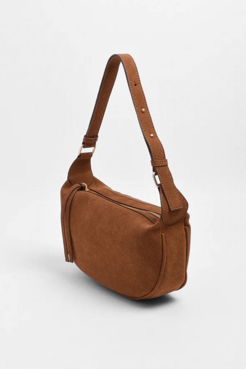 Adorne Noah Mini Faux Suede Bag Tan