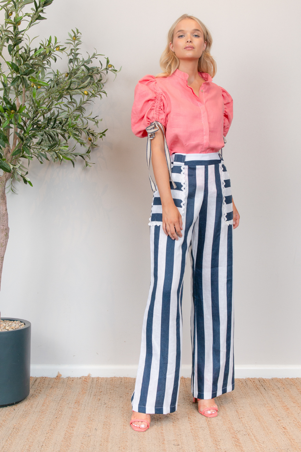 Huntress Palazzo Pant Navy Stripe