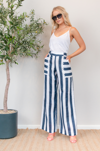 Huntress Palazzo Pant Navy Stripe