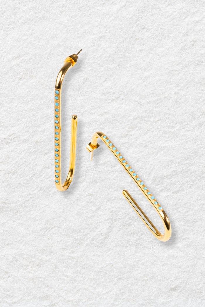 Pathos Jewellery Kefalonia Turquoise Earrings Gold