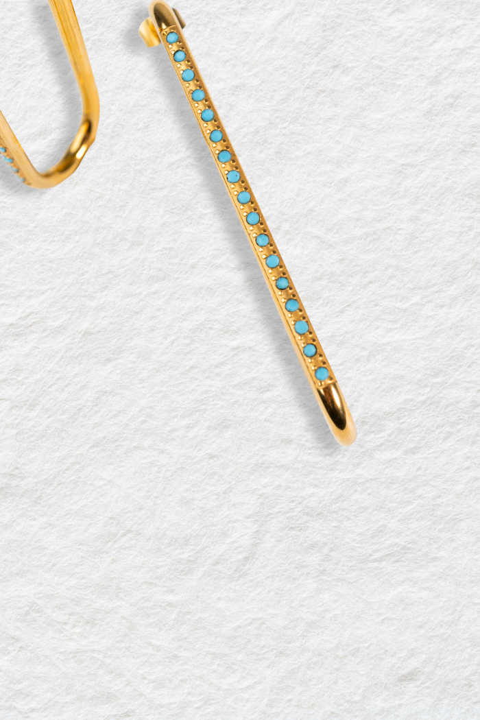 Pathos Jewellery Kefalonia Turquoise Earrings Gold