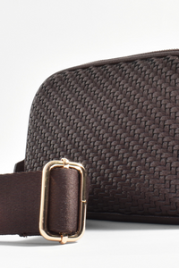 Adorne Percy Weave Cross Body Bag Chocolate