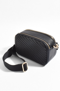 Adorne Percy Weave Crossbody Bag Black